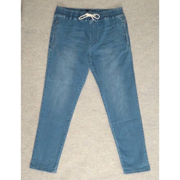 Elwood Joggers Pants Sweatpants Blue Denim Elastic Drawstring Waist Men's Medium - Picture 1 of 13